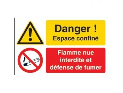 Espace confiné flamme nue interdite et défense de fumer