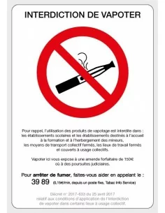 INTERDICTION DE VAPOTER