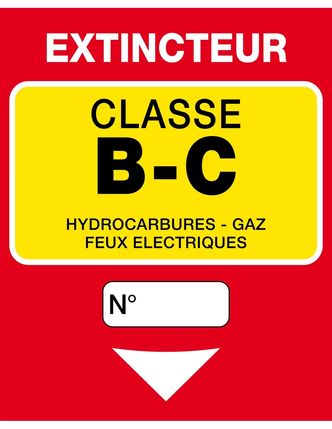 Panneau Extincteur Classe CO2 BC