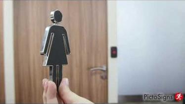 Plaque toilettes femmes pictogramme aspect cuir