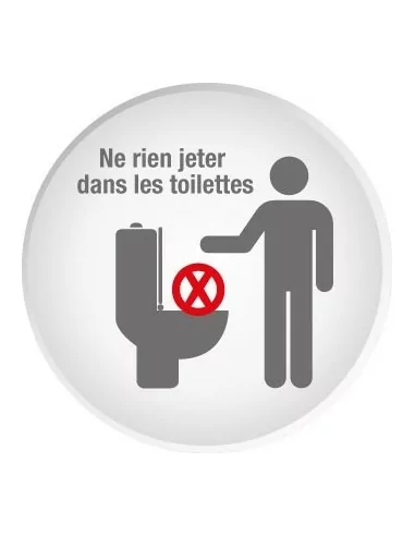 Autocollant "Ne Rien Jeter Hors Papier Toilettes" - 7cm - Sticker WC Pour Éviter Les Bouchons
